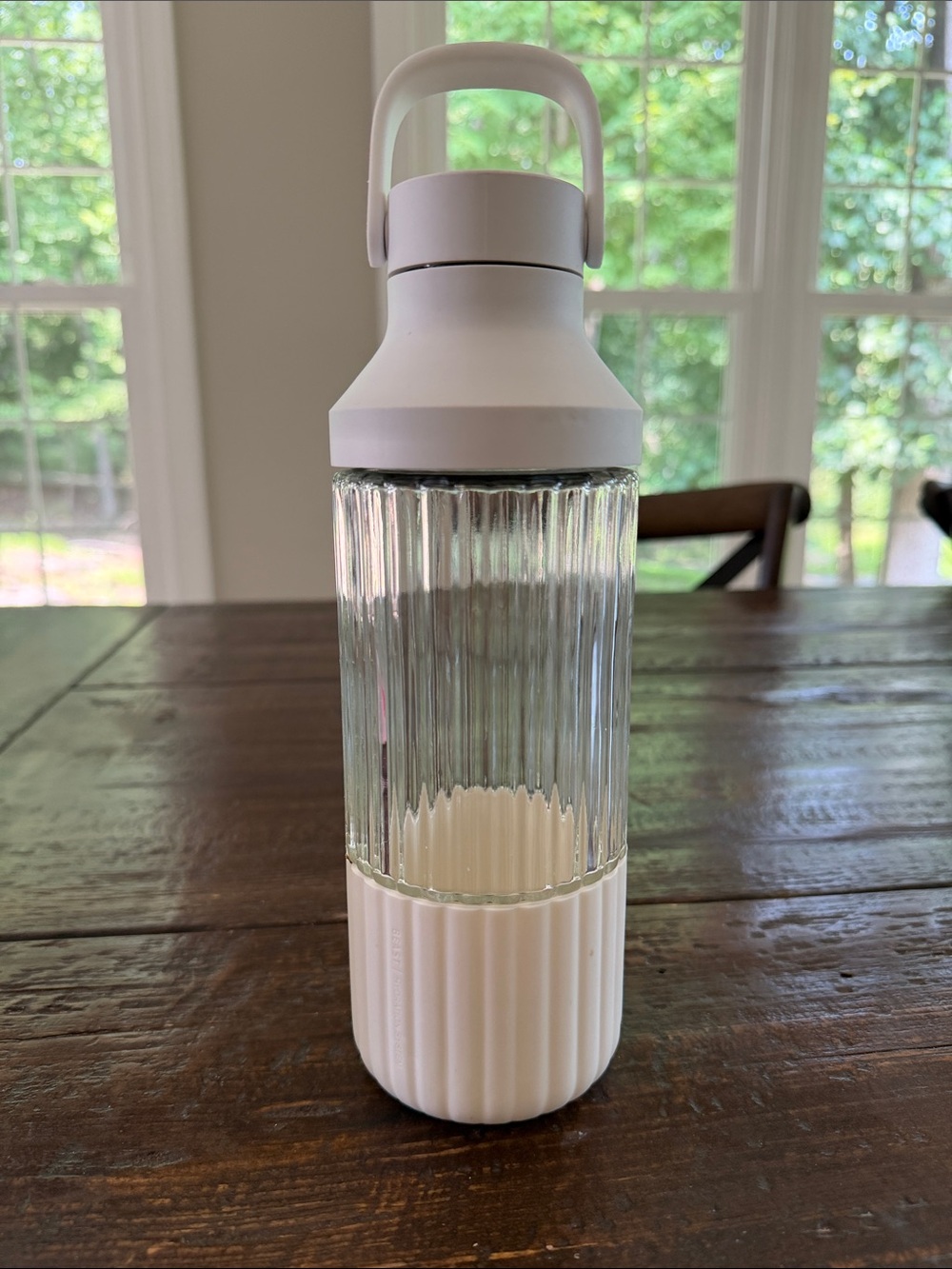 White Water Bottle with Silicone Base and Carry Handle
